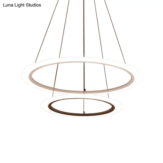 Minimalist Acrylic White Led Pendant Chandelier - Circular 2/3/4-Tier Ceiling Hang Light For Dining