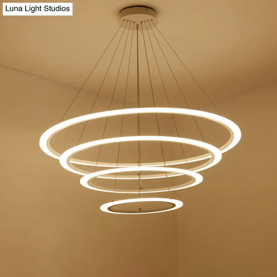 Multi Tier 2-3-4 Pendant Chandelier Acrylic White Led Ceiling Hang Light For Dining Room Lighting