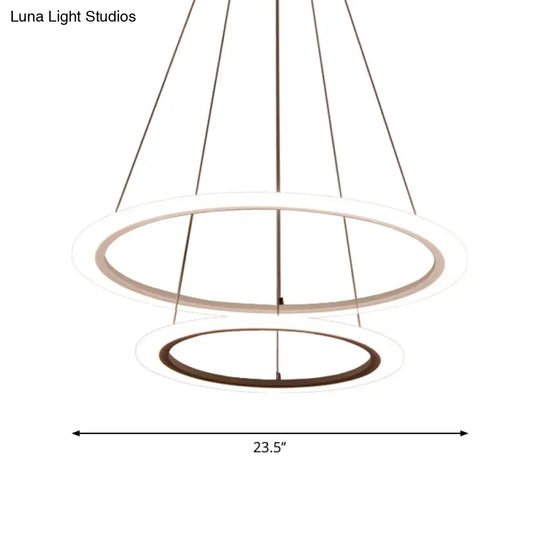 Minimalist Acrylic White Led Pendant Chandelier - Circular 2/3/4-Tier Ceiling Hang Light For Dining