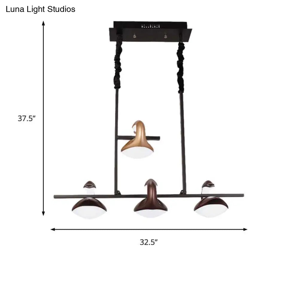 Multicolored Hanging Pendant Light With 4-Swan Linear Chandelier Design For Restaurants - Post