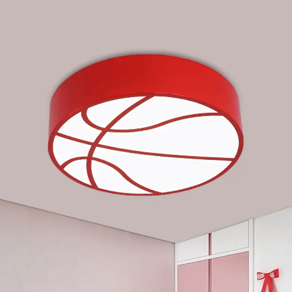 Multipurpose Led Basketball Ceiling Light For Kids - Red/Blue/Green Finish Red