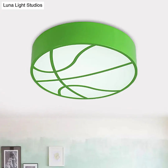 Multipurpose Led Basketball Ceiling Light For Kids - Red/Blue/Green Finish Green