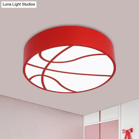 Multipurpose Led Basketball Ceiling Light For Kids - Red/Blue/Green Finish Red