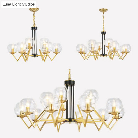 Gold Modern Living Room Chandelier - Elegant Oval Shade Candle Pendant Light