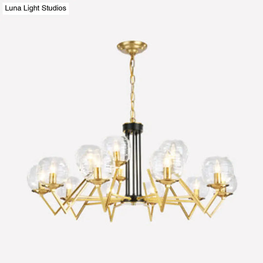 Gold Modern Living Room Chandelier - Elegant Oval Shade Candle Pendant Light 15 /