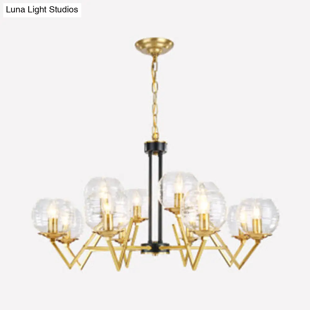 Gold Modern Living Room Chandelier - Elegant Oval Shade Candle Pendant Light 12 /