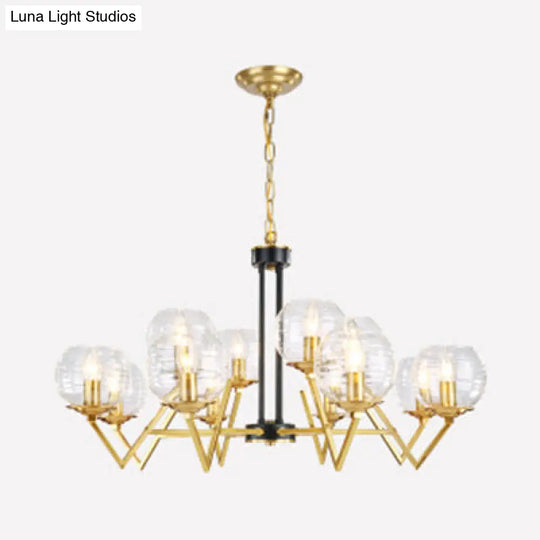 Gold Modern Living Room Chandelier - Elegant Oval Shade Candle Pendant Light 12 /