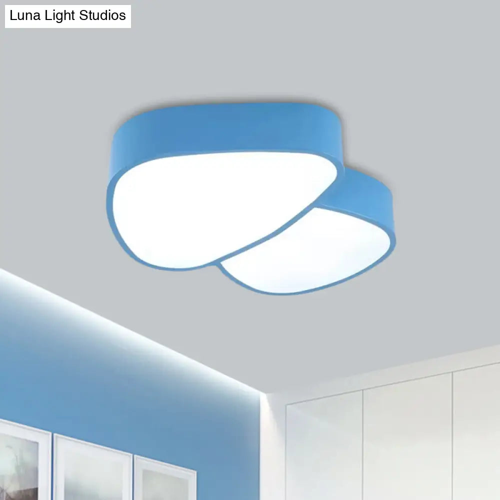 Mushroom Led Ceiling Lamp - Kids Acrylic Red/Yellow/Blue Flush Mount Light Fixture Blue