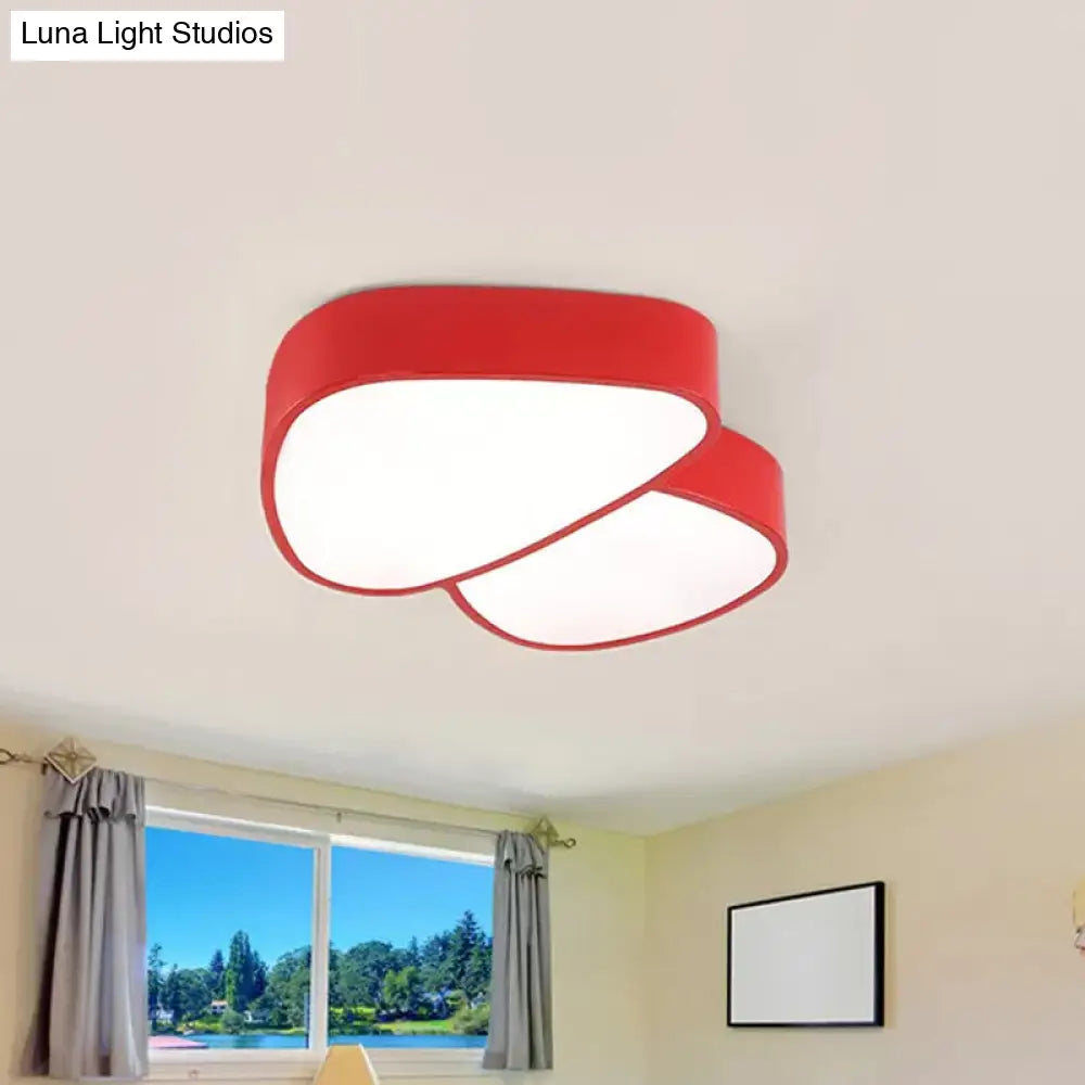 Mushroom Led Ceiling Lamp - Kids Acrylic Red/Yellow/Blue Flush Mount Light Fixture