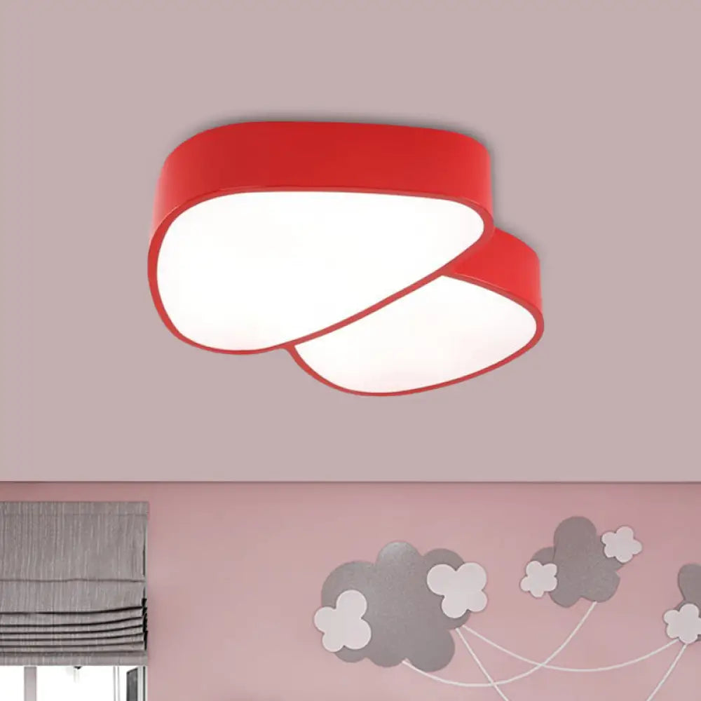Mushroom Led Ceiling Lamp - Kids Acrylic Red/Yellow/Blue Flush Mount Light Fixture Red
