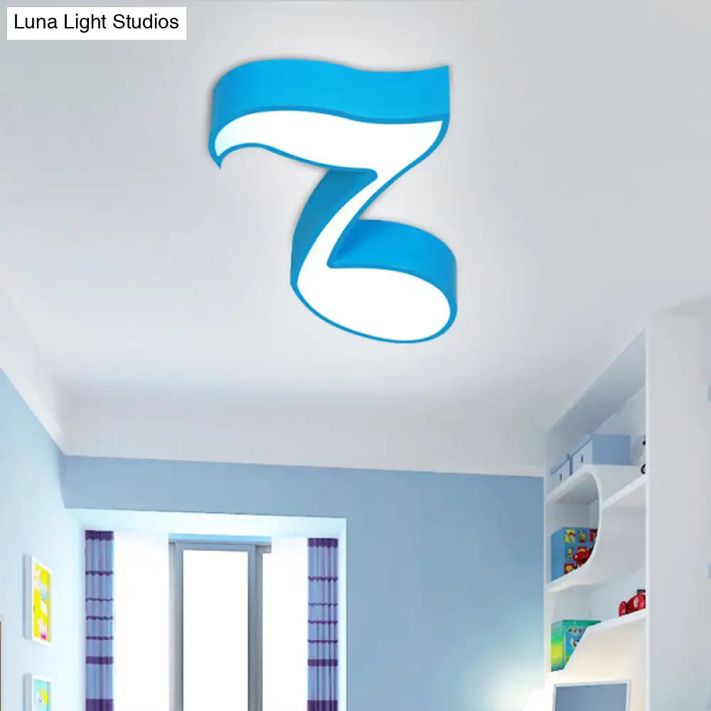 Musical Note Led Ceiling Lamp In Red/Green/Yellow For Kindergarten