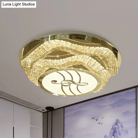 Musical Note Led Crystal Flushmount Ceiling Light Fixture Stainless-Steel