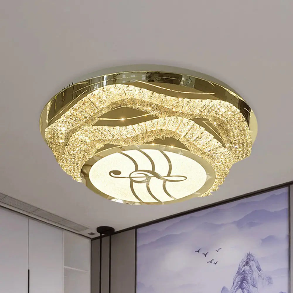 Musical Note Led Crystal Flushmount Ceiling Light Fixture Stainless - Steel