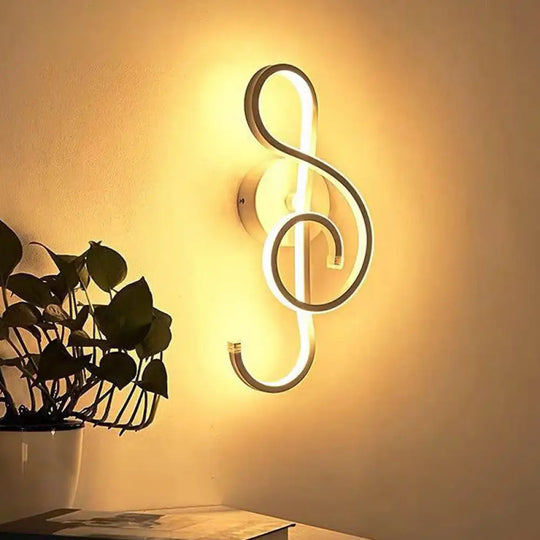 Musical Note Led Wall Sconce - Stylish Home Mount Lighting For Bedroom Or Living Room Décor White /