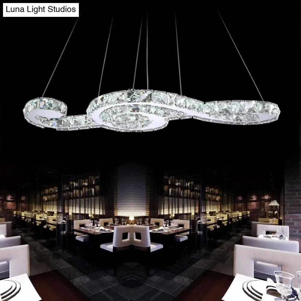 Minimalist Led Musical Note Pendant Light: Crystal Chandelier Lamp For Clothing Store