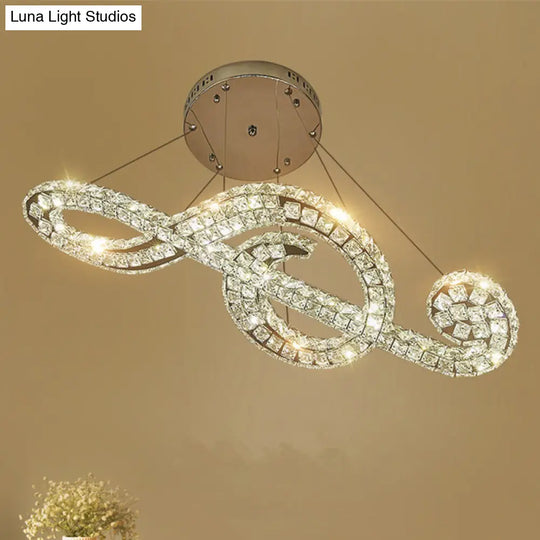 Minimalist Led Musical Note Pendant Light: Crystal Chandelier Lamp For Clothing Store Clear / 25