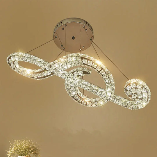 Musical Note Pendant Led Chandelier - Sparkling Crystal Design For Fashion Stores Clear / 25’ White