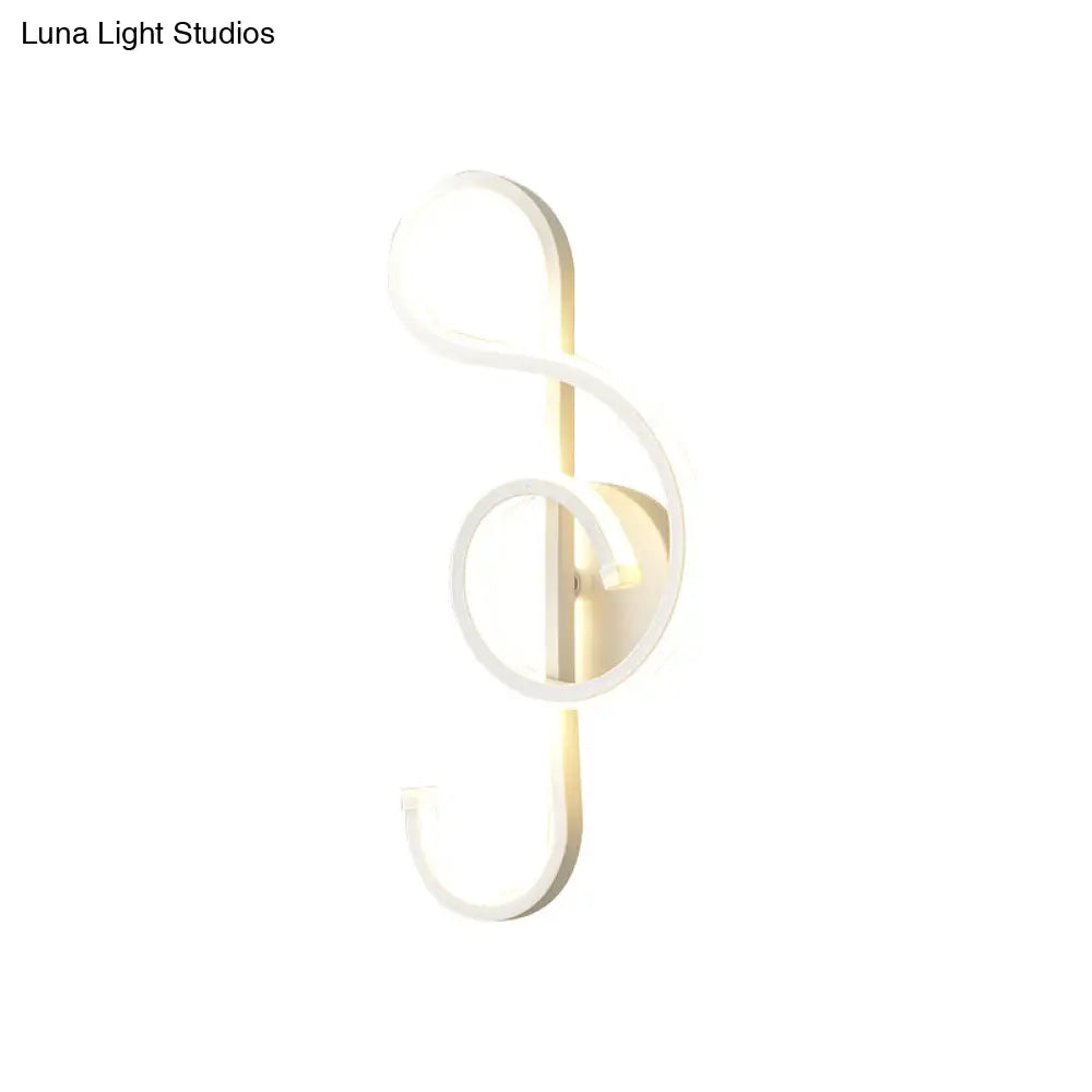 Musical Note Wall Mounted Lamp: Modernist Iron Sconce With Led Surface In Black/White - Warm/White