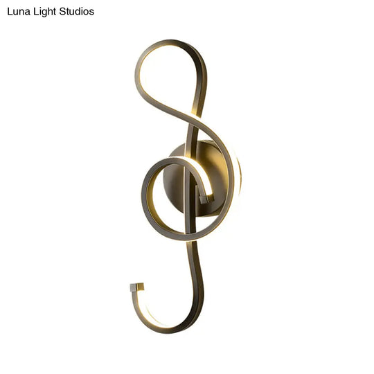 Musical Note Wall Mounted Lamp: Modernist Iron Sconce With Led Surface In Black/White - Warm/White