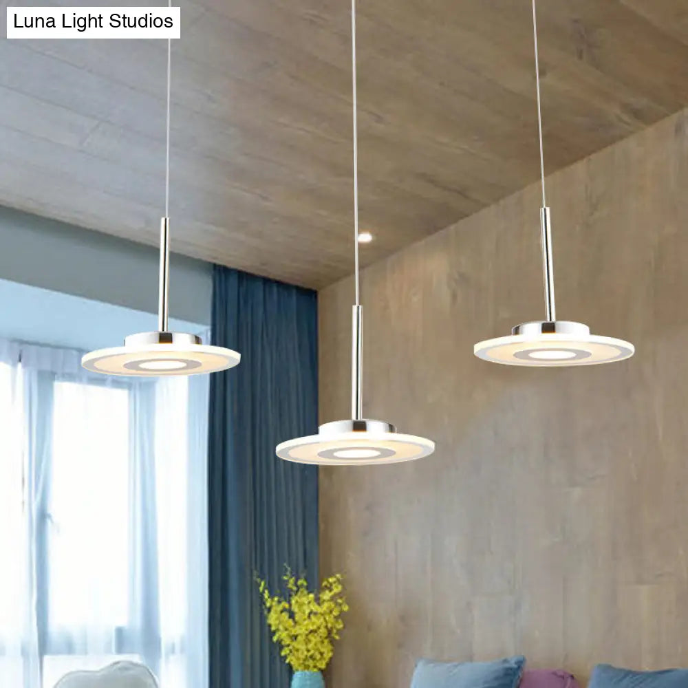 Nadège - Circular Acrylic Pendant Led Ceiling Light (Warm/White/Natural Light) White / Natural