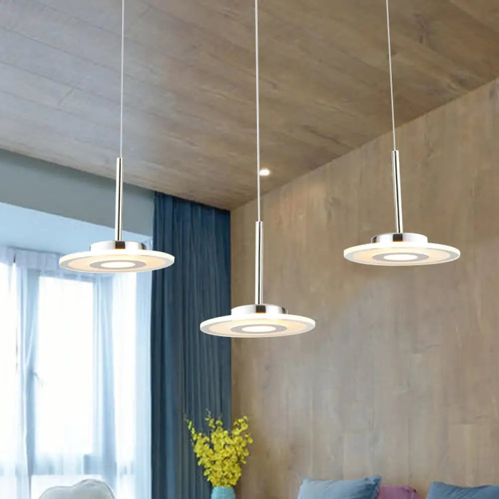 Nadã¨ge - Circular Acrylic Pendant Led Ceiling Light (Warm/White/Natural Light) White / Natural