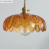 Nadia - Glass Flower Ceiling Light: Industrial Scalloped Pendant