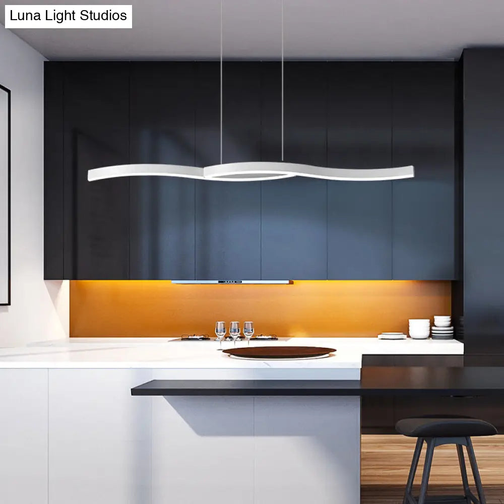 Contemporary Wavy Island Lighting: Modern Led Hanging Light For Dining Room