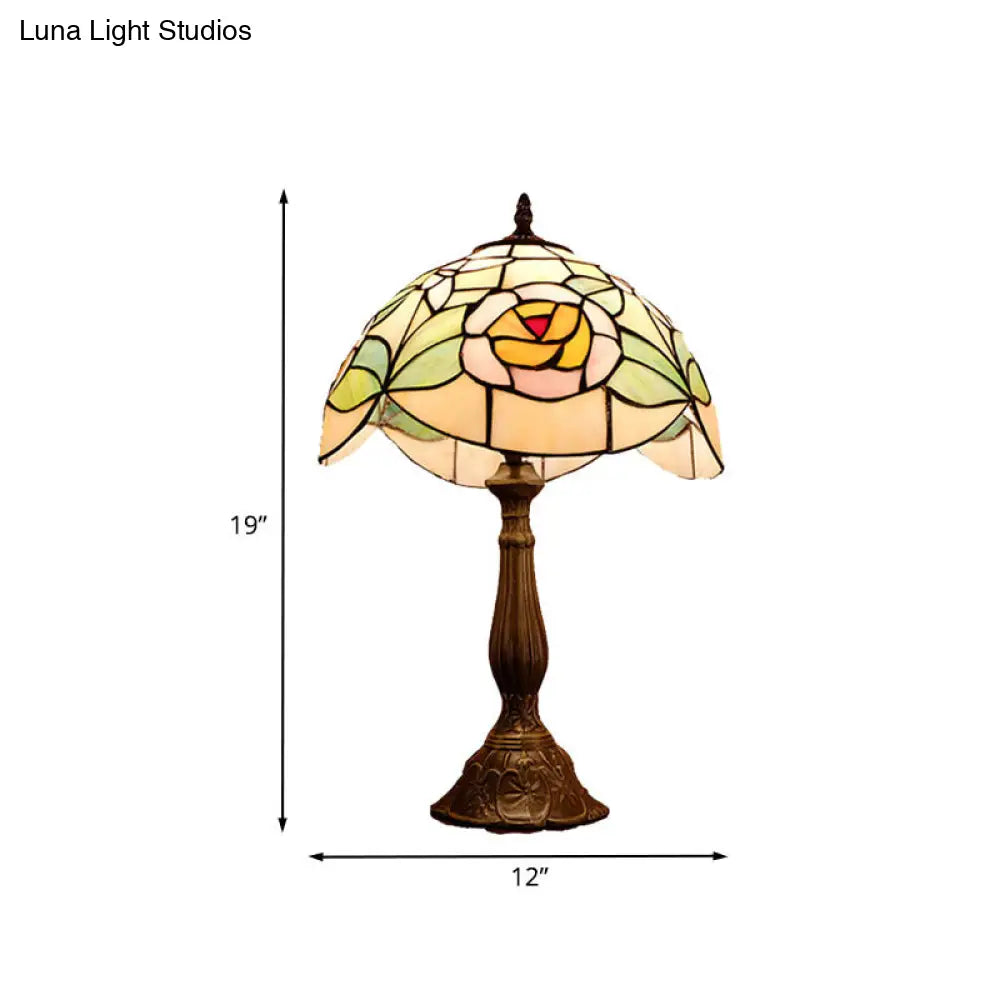 Mediterranean Cut Glass Night Lamp With Rose Pattern