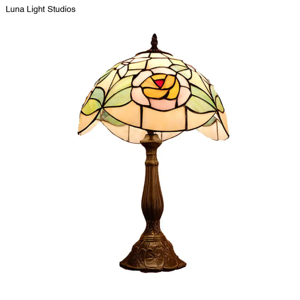 Mediterranean Cut Glass Night Lamp With Rose Pattern