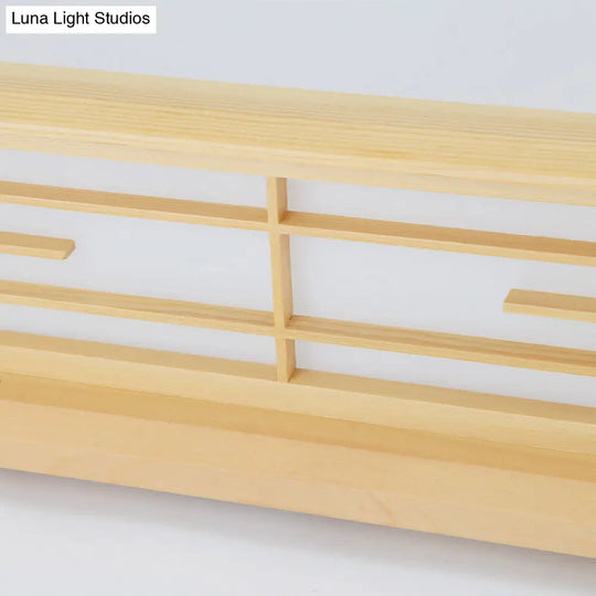 Natural Wood Led Ceiling Light Fixture - Simple Box Flush Lighting For Bedroom (14/18/21.5 W) In