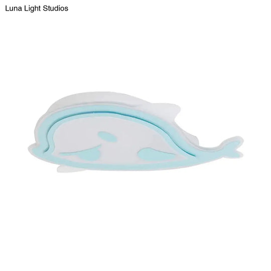 Naughty Dolphin’ Acrylic Led Flush Mount Light - Perfect For Girls’ Bedroom