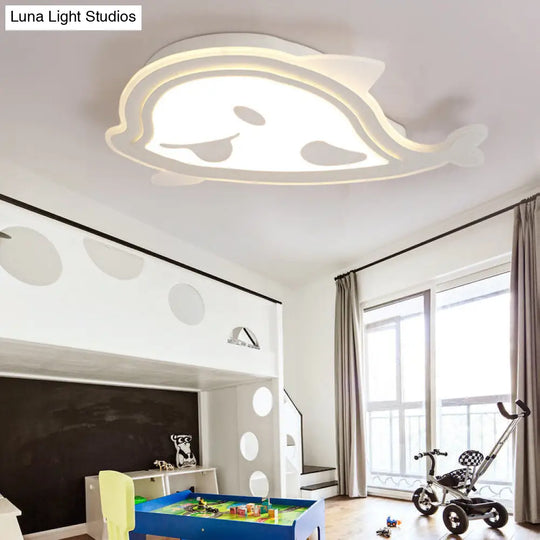 Naughty Dolphin Acrylic Led Flush Mount Light - Perfect For Girls Bedroom