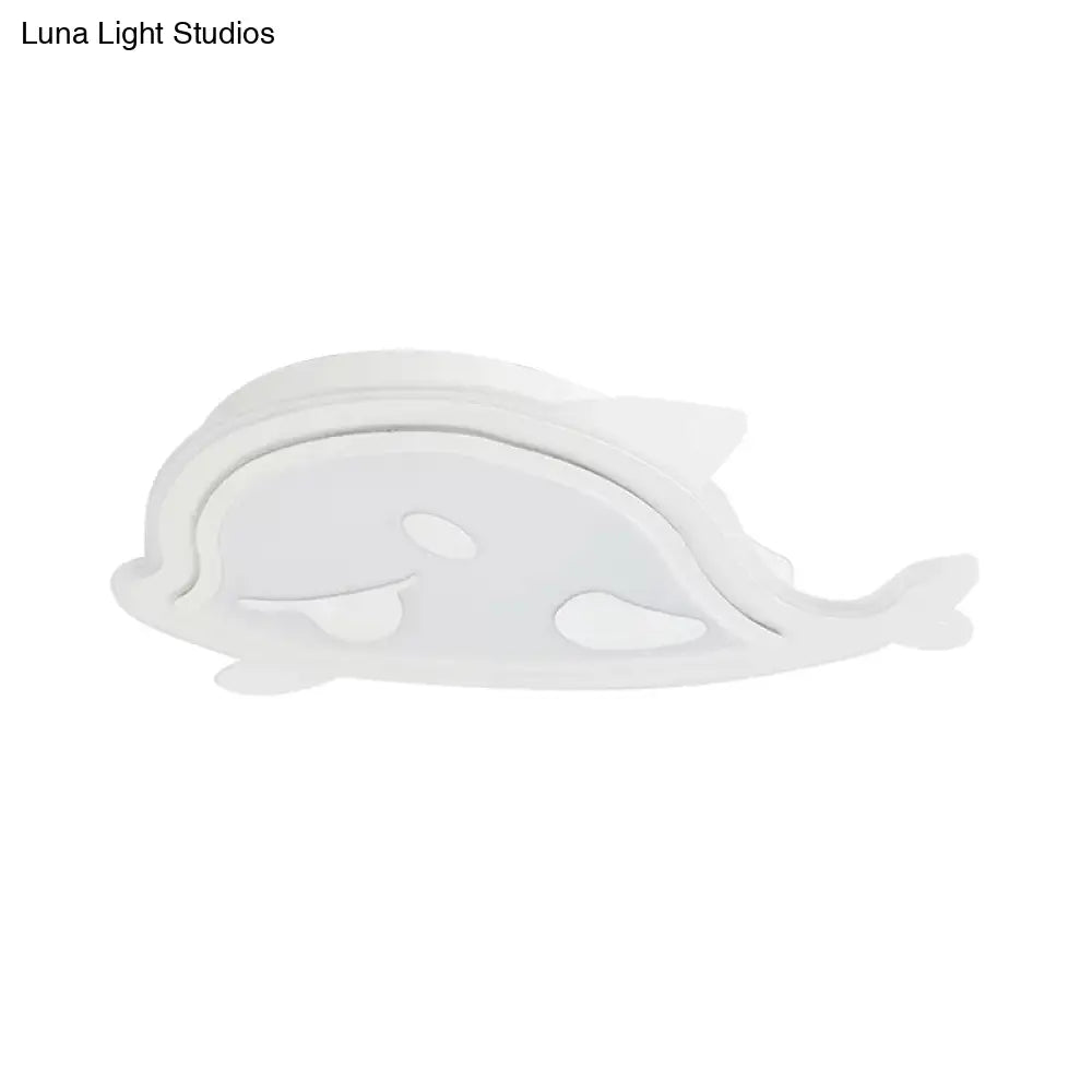 Naughty Dolphin’ Acrylic Led Flush Mount Light - Perfect For Girls’ Bedroom