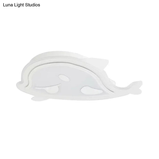 Naughty Dolphin’ Acrylic Led Flush Mount Light - Perfect For Girls’ Bedroom