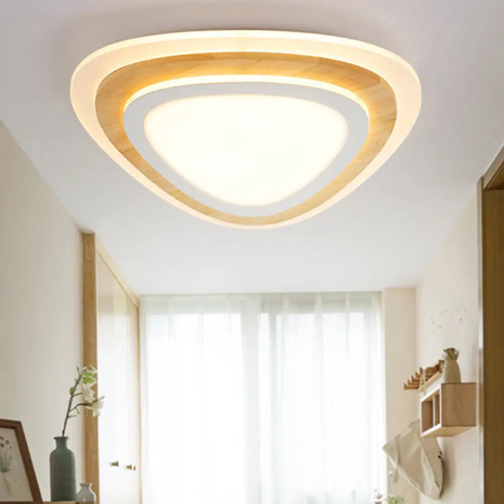 Nautical Acrylic Led Flush Mount Ceiling Light For Kids Room Wood / Natural Triangle