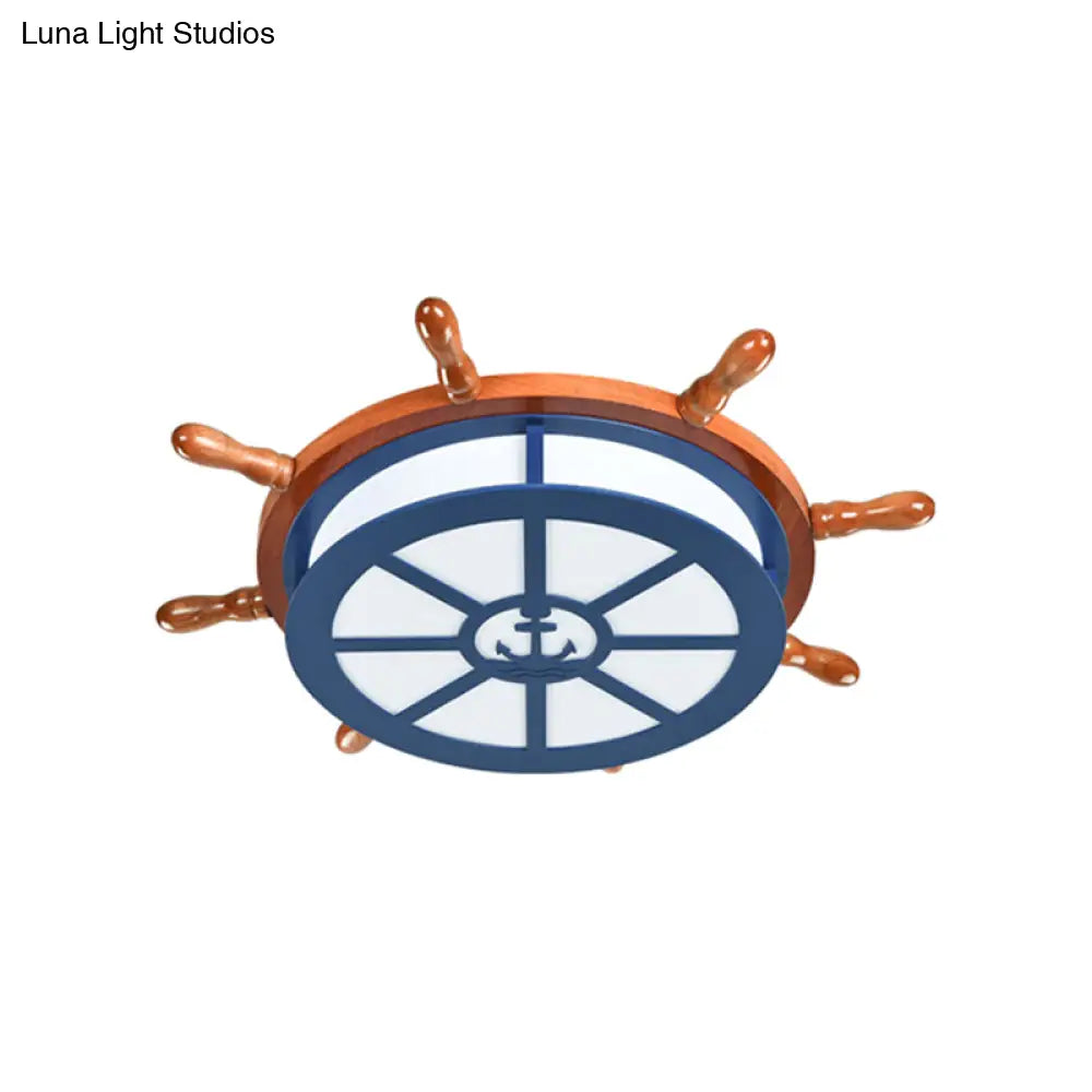 Nautical Blue Ceiling Lamp With Anchor For Nursing Rooms