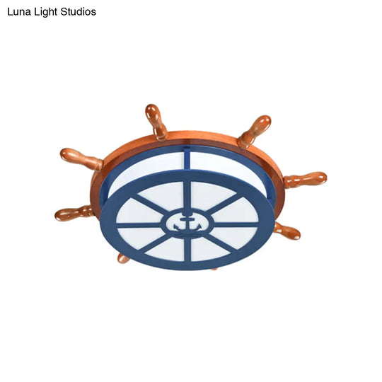 Nautical Blue Ceiling Lamp With Anchor For Nursing Rooms
