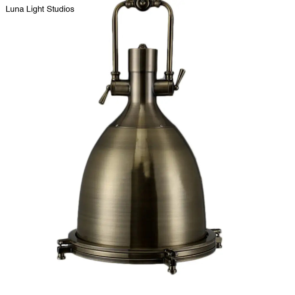 Nautical Brass Bell Pendant Light With Glass Diffuser - Stylish 1 Head Dining Room Ceiling