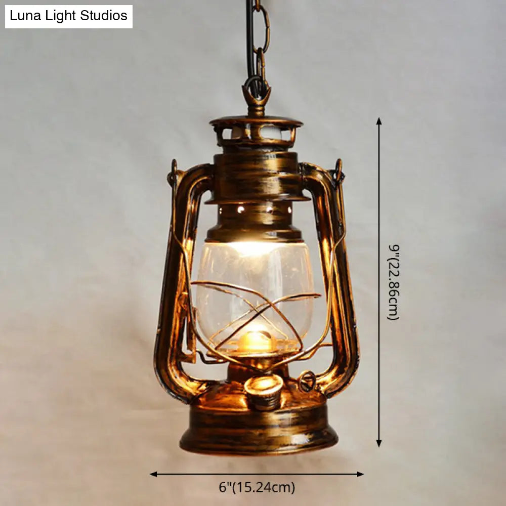 Nautical Oil Lamp Pendant Light - Clear Glass Ceiling Hang For Dining Room With 1-Light