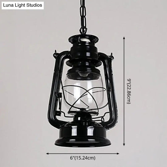 Nautical Oil Lamp Pendant Light - Clear Glass Ceiling Hang For Dining Room With 1-Light