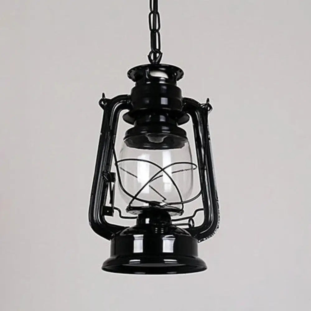 Nautical Clear Glass Oil Lamp Pendant Light For Dining Room Black / Chain