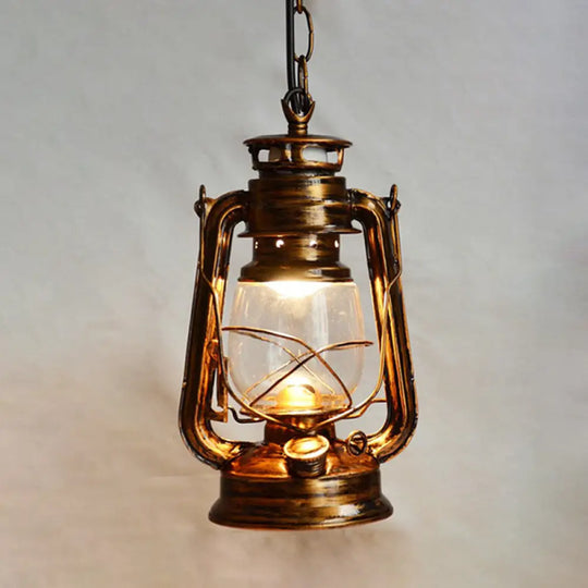Nautical Clear Glass Oil Lamp Pendant Light For Dining Room Bronze / Chain