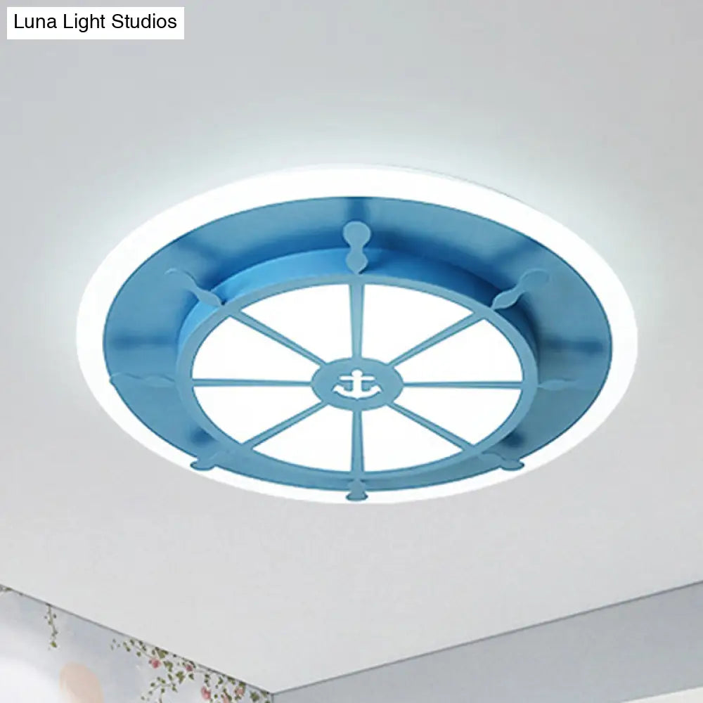 Nautical Flush Ceiling Light With Anchor Design For Bathroom Or Bedroom