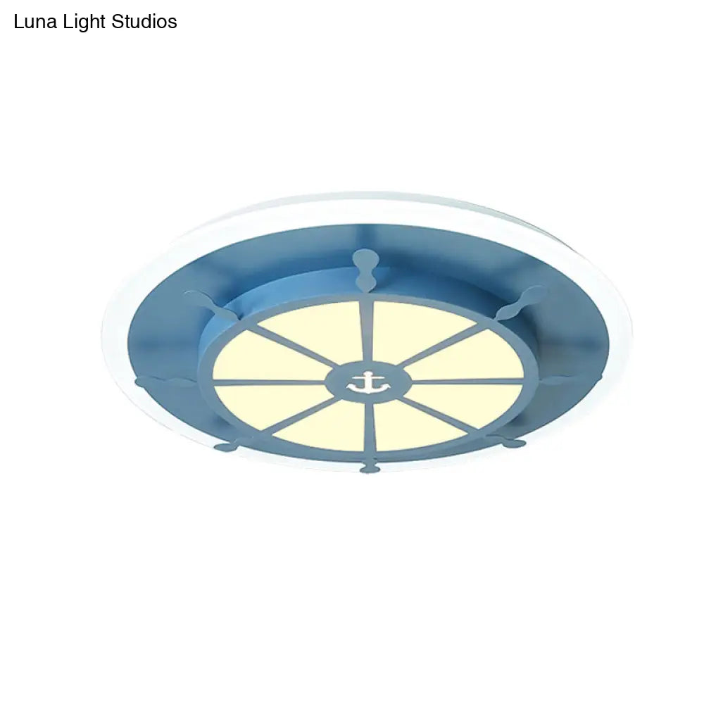 Nautical Flush Ceiling Light With Anchor Design For Bathroom Or Bedroom