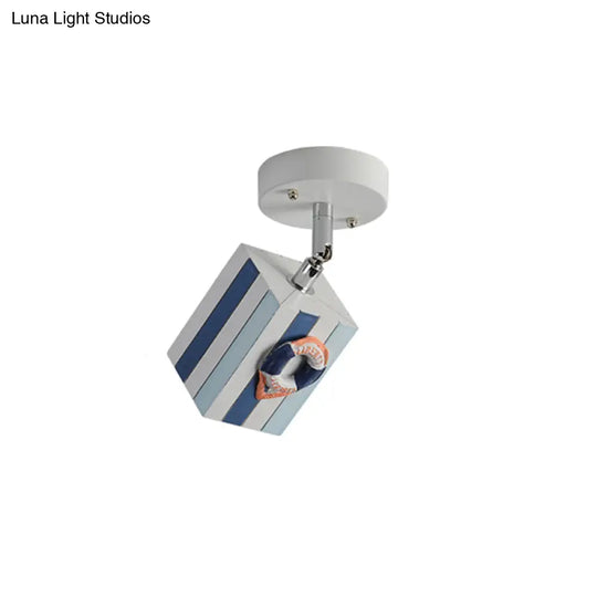 Nautical Flush Mount Ceiling Light With Rotatable Cuboid And 1/2/4 Heads 5W/10W Resin For Kids Room