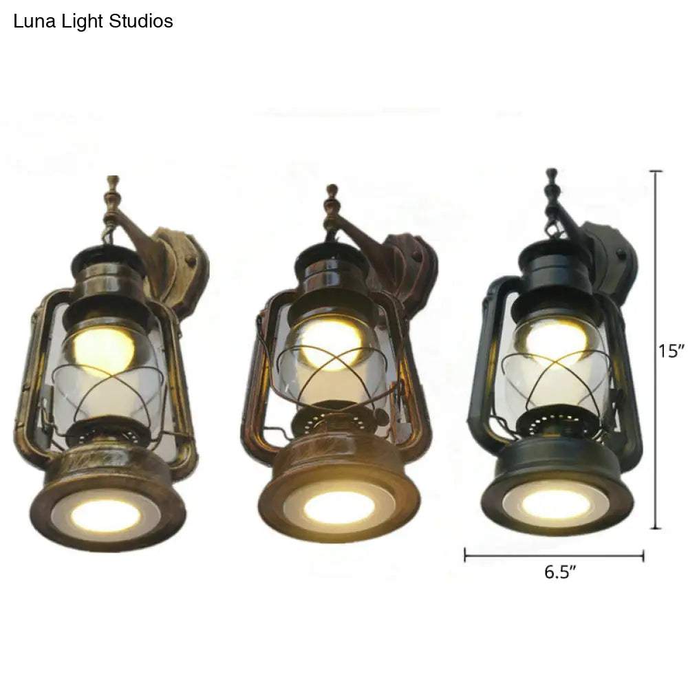 Nautical Glass Kerosene Lantern Wall Mount Lamp For Hallways