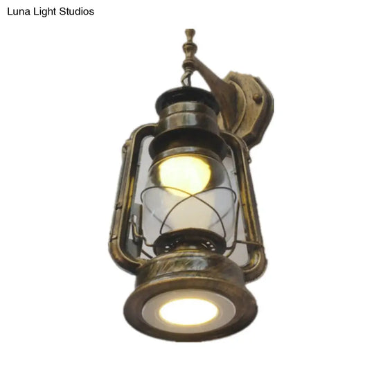 Nautical Glass Kerosene Lantern Wall Mount Lamp For Hallways