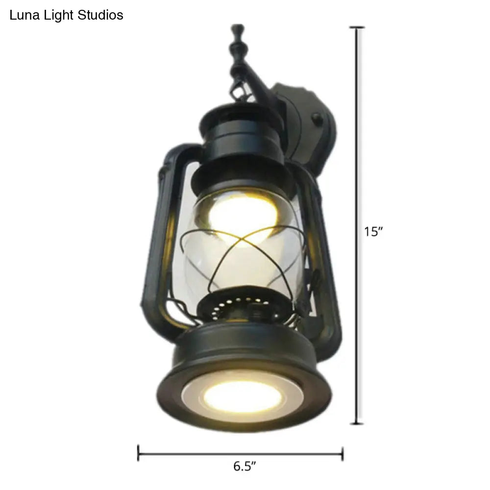 Nautical Glass Kerosene Lantern Wall Mount Lamp For Hallways