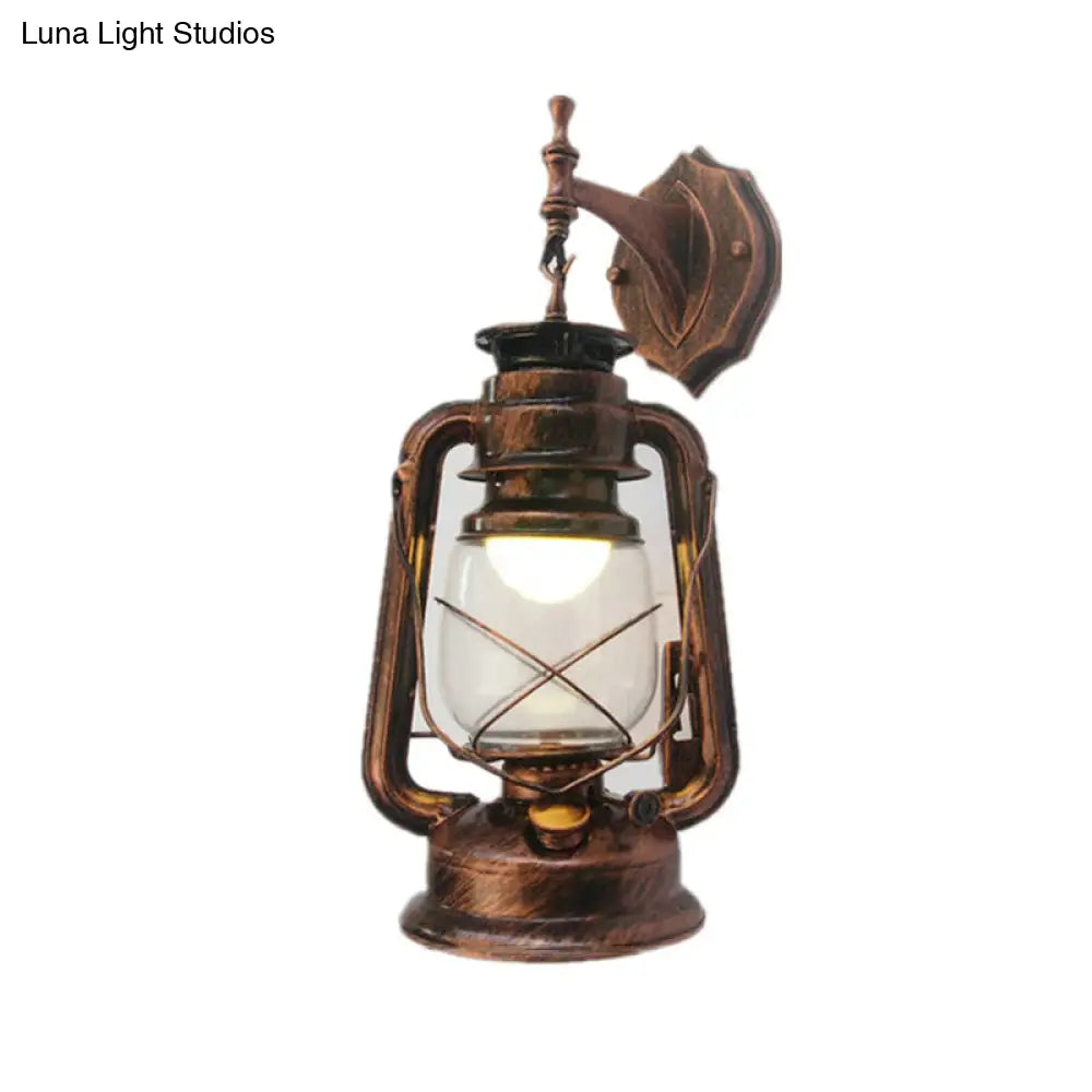 Nautical Glass Kerosene Lantern Wall Mount Lamp For Hallways