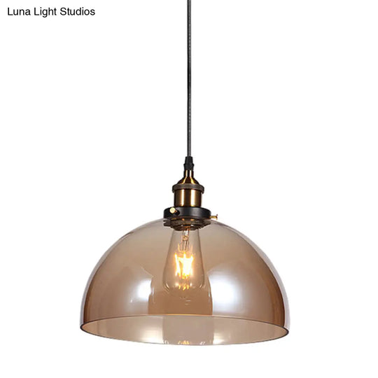 Sleek Glass Nautical Pendulum Light - Modern Geometric Dining Room Pendant Amber / Semicircle